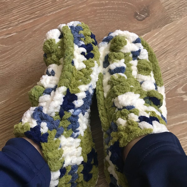 Crochet cozy chunky slippers - Crochet Boho slippers