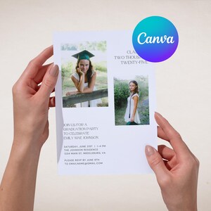 Customizable Photo Graduation Invitation Template | Class of 2025 Digital Download | Canva Grad Party Invite
