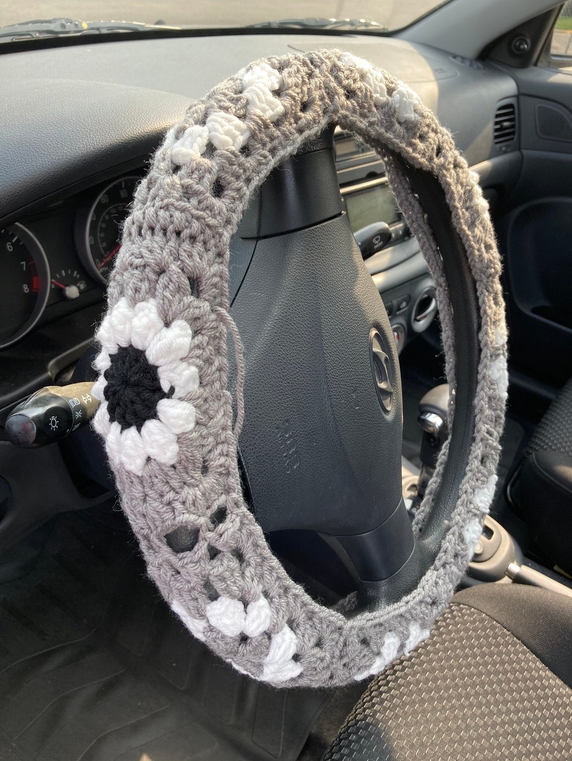 Granny Square w/Flowers Steering Wheel Cover | Etsy