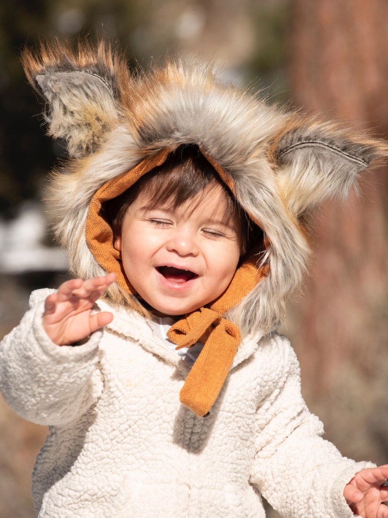 RTS: Fox Hat/Baby Bonnet/Fox Bonnet/fluffy hat/Faux Fur/100% cotton image 3