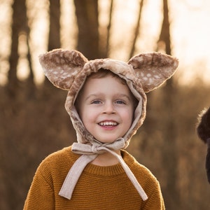 Fawn Hat/Baby Bonnet/Fawn Bonnet/fluffy hat/Faux Fur/100% cotton