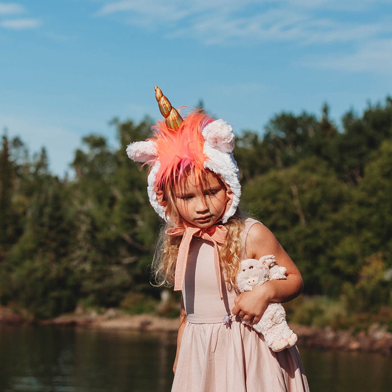 Unicorn Hat/Baby Bonnet/Unicorn Bonnet/fluffy hat/Faux image 0