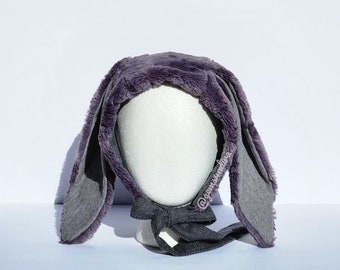 RTS: Gray Bunny Hat/Baby Bonnet/Gray Bunny Bonnet/Easter Bonnet/woodland creatures/soft hat/Faux Fur/100% cotton
