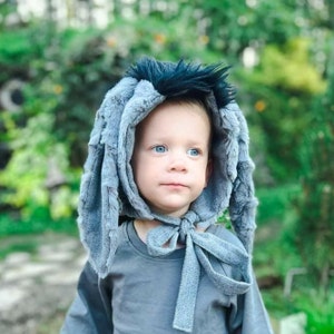 Gorro inspirado en Eeyore/Gorro para bebé/Sombrero de Eeyore/Animales de granja/Piel sintética/100 % algodón