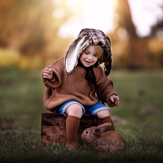 Chocolate Swirl Bunny Hat/baby Bonnet 
