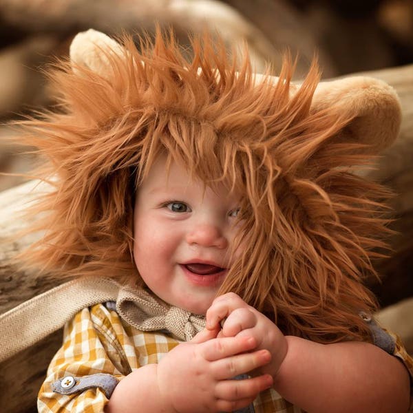 Lion Hat/Baby Bonnet/Lion Bonnet/fluffy hat/Faux Fur/100% cotton