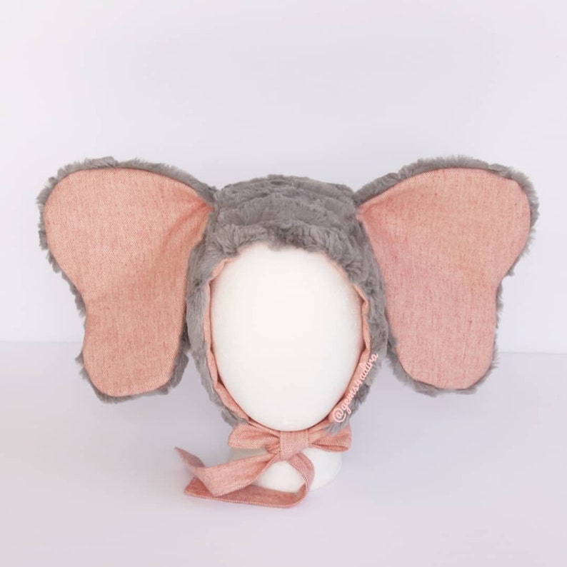 Elephant Hat/Baby Bonnet/Elephant Bonnet/Dumbo hat/soft hat/Faux Fur/100% cotton image 3