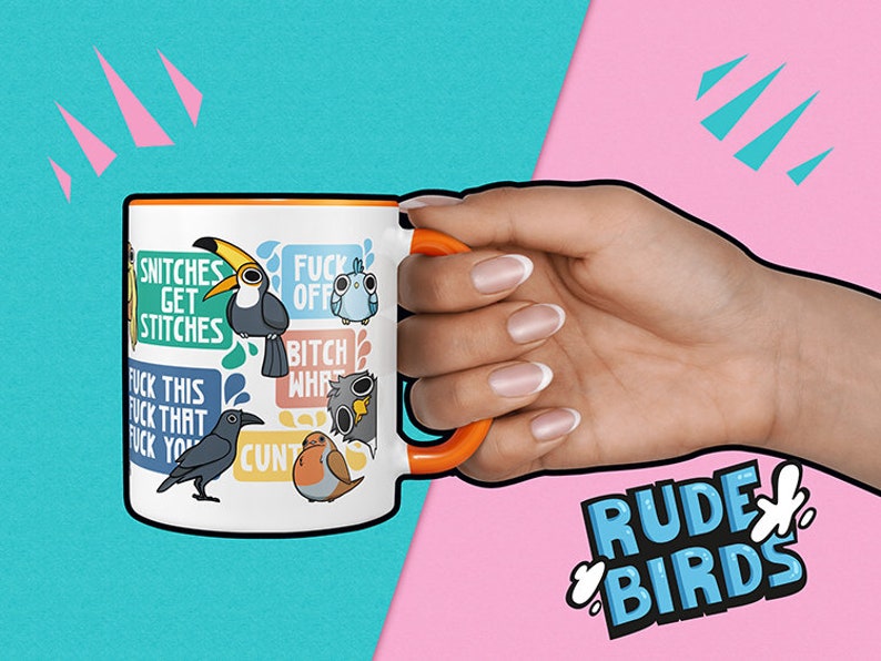 Rude Birds Cute Cartoon Coffee Tea Mug Gift image 5