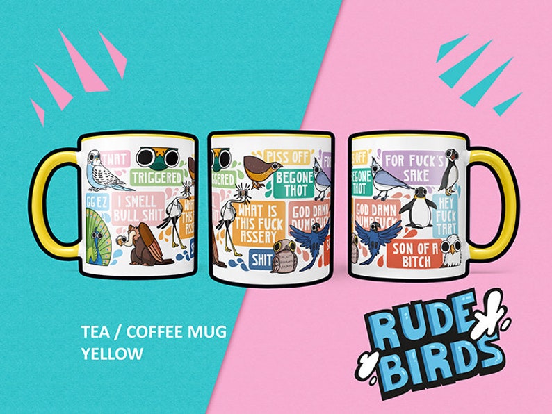 Rude Birds Cute Cartoon Coffee Tea Mug Gift image 3