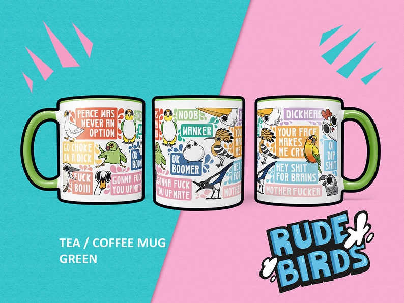 Rude Birds Cute Cartoon Coffee Tea Mug Gift image 4