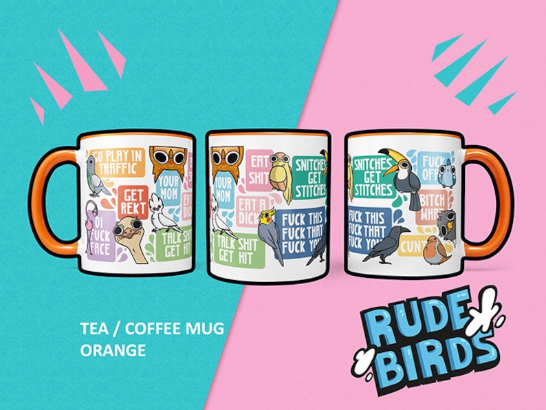 Rude Birds Cute Cartoon Coffee Tea Mug Gift image 2