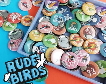 Rude Birds - Buttons - Pins