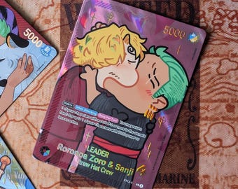 ST12-001 Custom Leader Card Blue Green Zoro Sanji OP TCG - Etsy
