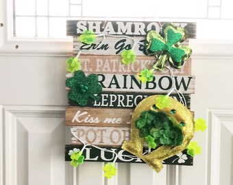 Front Door Hanger, St. Patrick&#39;s Day Door Hanger, Irish Door Hanger, Door Hanger, Spring Door Hanger, Shamrock Door Hanger, Hanger for Door