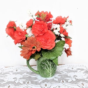 Red Carnation Flower Arrangement, Silk Flower Centerpiece, Summer Floral Arrangement, Spring Table Centerpiece, Small Floral, Summer Decor