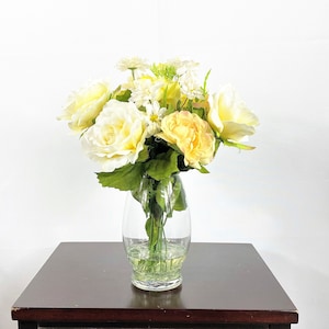 Yellow Rose Flower Arrangement, Artificial Centerpiece, Silk Flower Arrangement, Silk Flower Centerpiece, Faux Flowers, Rose Floral