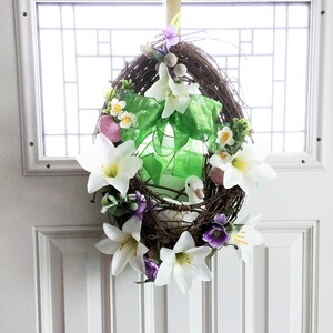 Easter Lily Wreath, Easter Wreath, Spring Wreath, Front Door Wreath, Spring Decor, Easter Decoration, Outdoor Wreath, Easter Egg Wreath