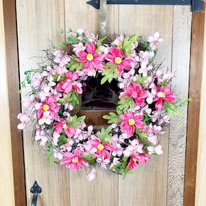 Pink Cherry Blossom Wreath, Summer Door Wreath, Front Door Wreath, Summer Wreath, Door Wreath, Spring Wreath, Aster Wreath, Wreath for Door