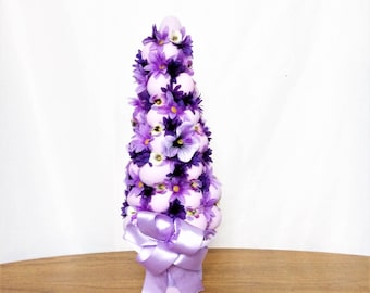 Lavender Pansy Flower Arrangement, Spring Silk Flower Centerpiece, Easter Decor, Spring Floral Arrangement, Easter Table Centerpiece, Spring