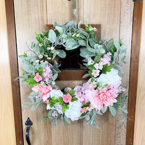 Pink Dahlia Wreath, Summer Door Wreath, Front Door Wreath, Summer Wreath, Door Wreath, Spring Peony Wreath, Wisteria Wreath, Wreath for Door