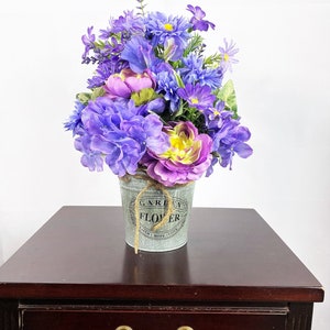 Hydrangea Flower Arrangement, Artificial Centerpiece, Silk Flower Arrangement, Silk Flower Centerpiece, Yellow Faux Flower, Table Decor,