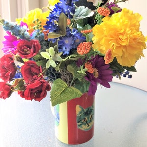 Rose Flower Arrangement, Fall Decoration, Fall Flowers, Table Centerpiece, Autumn Decor, Fall Centerpiece, Floral Arrangement, Coffee Mug