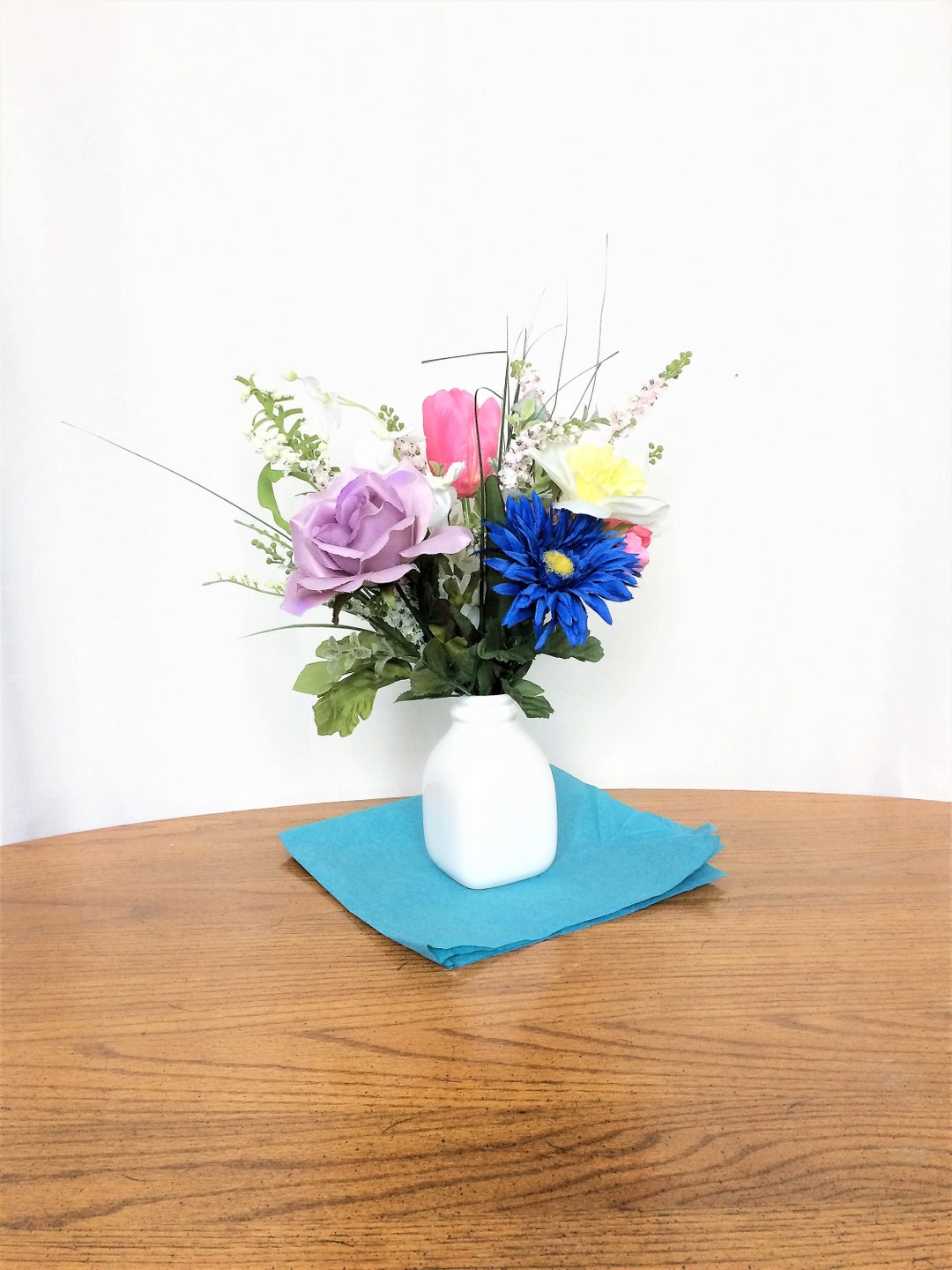 Pink Tulip Flower Arrangement Artificial Flower Centerpiece Etsy