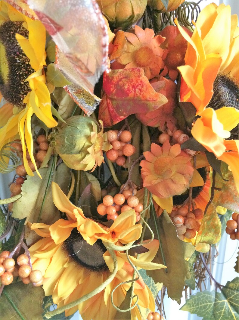 Sunflower Broom Front Door Swag Fall Swag Door Swag Etsy