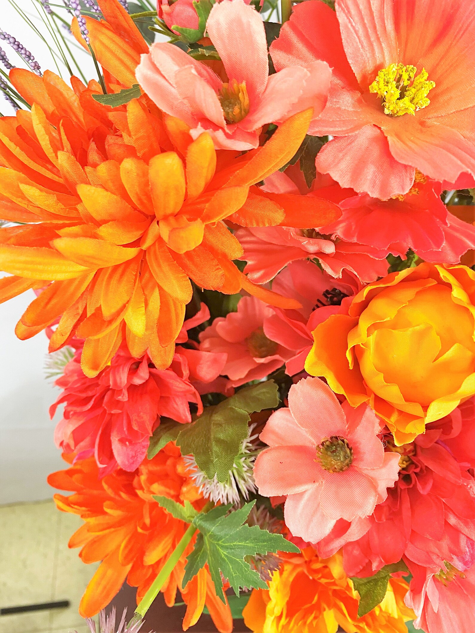 Orange Dahlia Flower Arrangement Silk Flower Centerpiece - Etsy