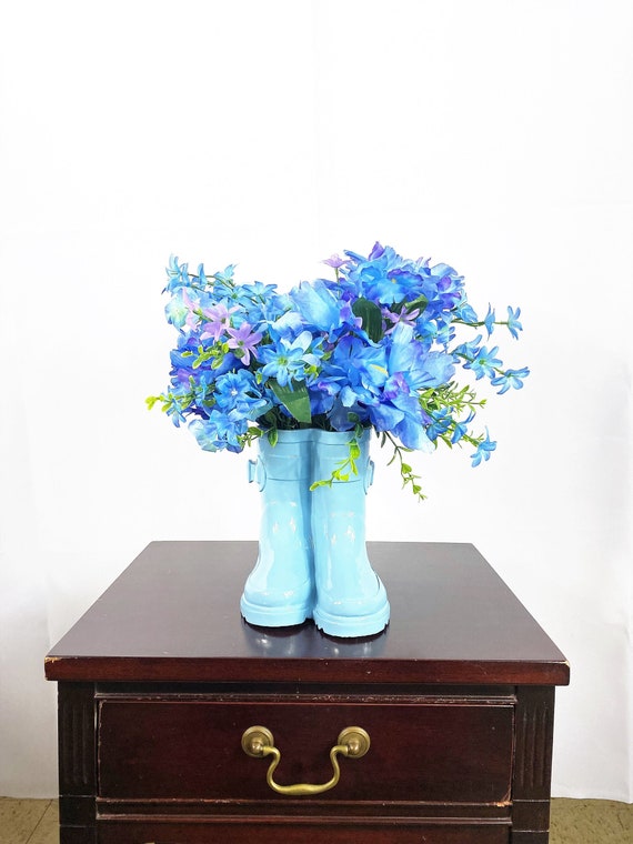 Blue Iris Flower Arrangement Artificial Centerpiece Silk - Etsy