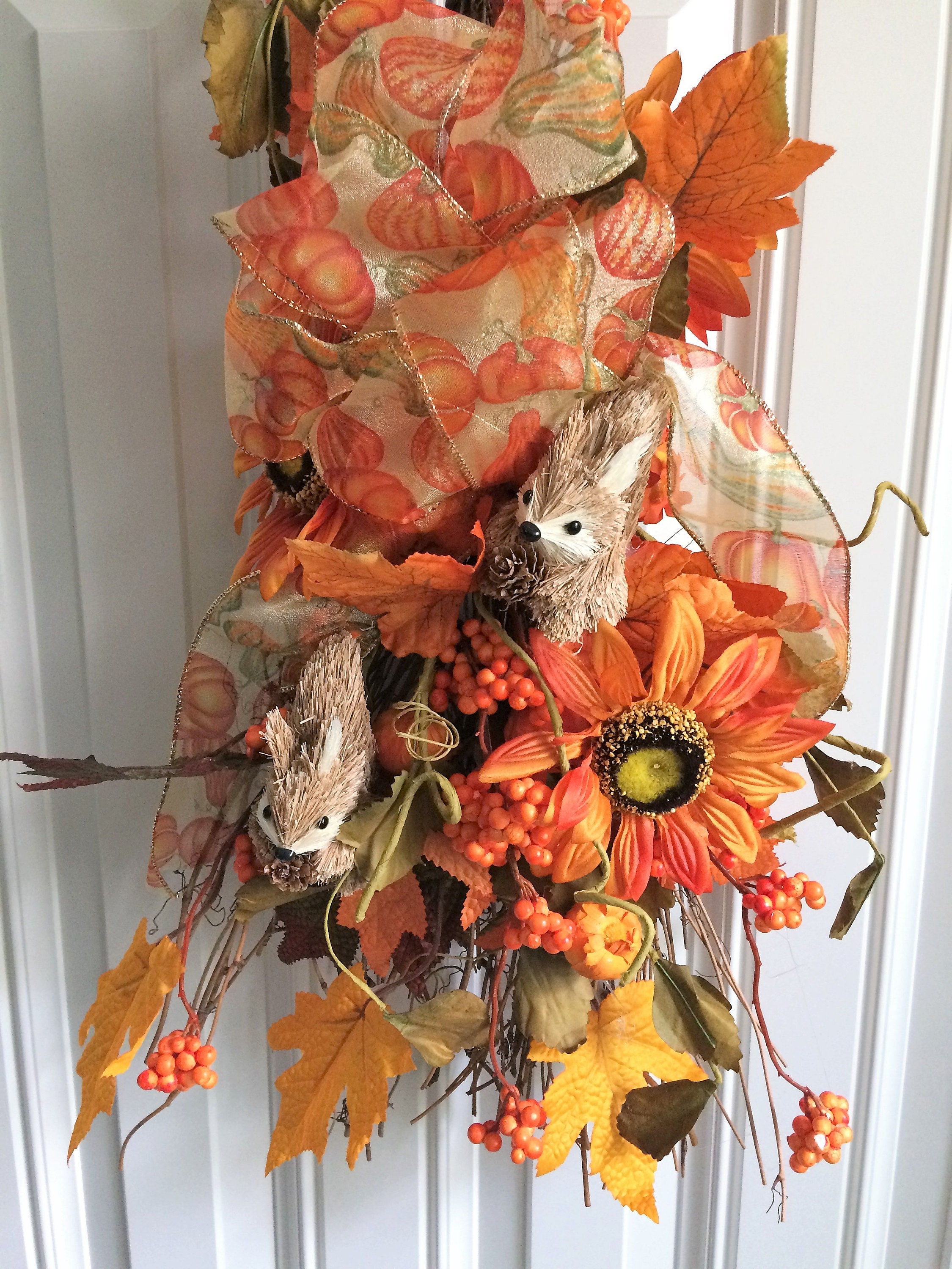 Front Door Swag Sunflower Broom Fall Swag Door Swag Etsy