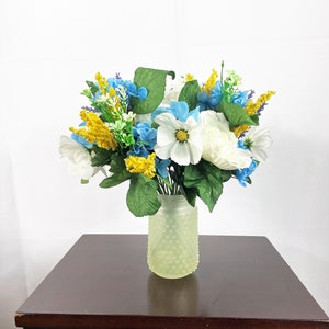 Blue Hydrangea Flower Arrangement, Artificial Centerpiece, Silk Flower Arrangement, Silk Flower Centerpiece, Faux Flower, Hydrangea Floral