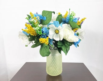 Blue Hydrangea Flower Arrangement, Artificial Centerpiece, Silk Flower Arrangement, Silk Flower Centerpiece, Faux Flower, Hydrangea Floral