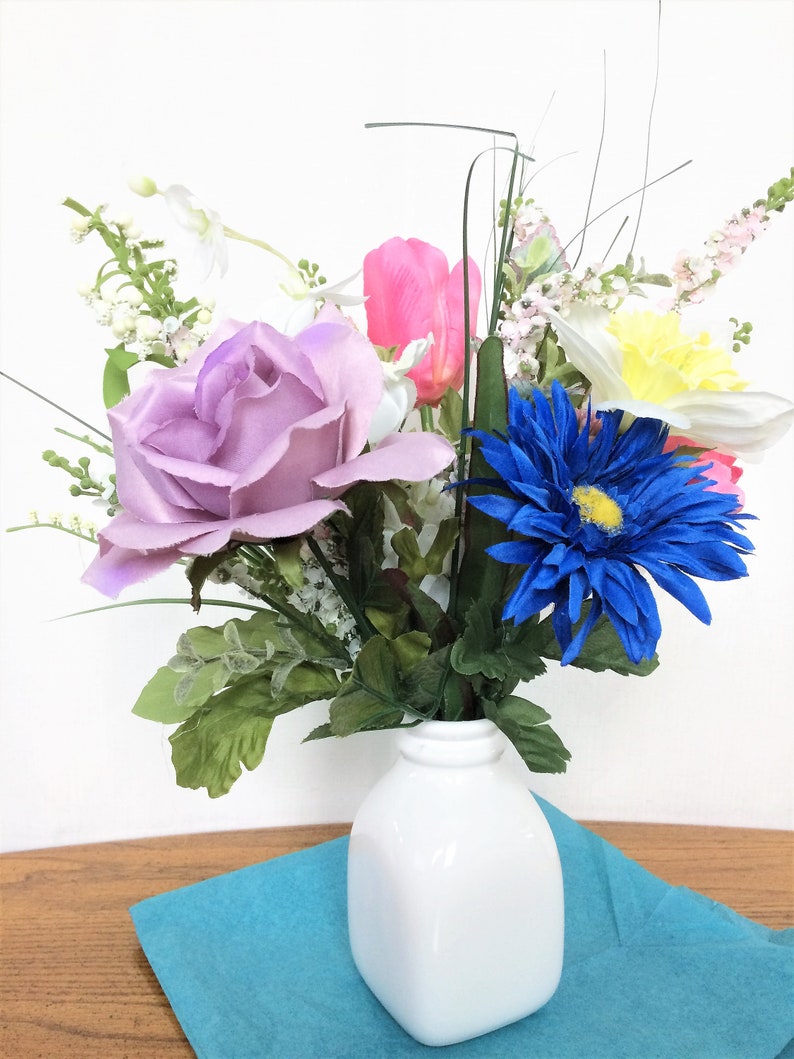 Pink Tulip Flower Arrangement Artificial Flower Centerpiece Etsy