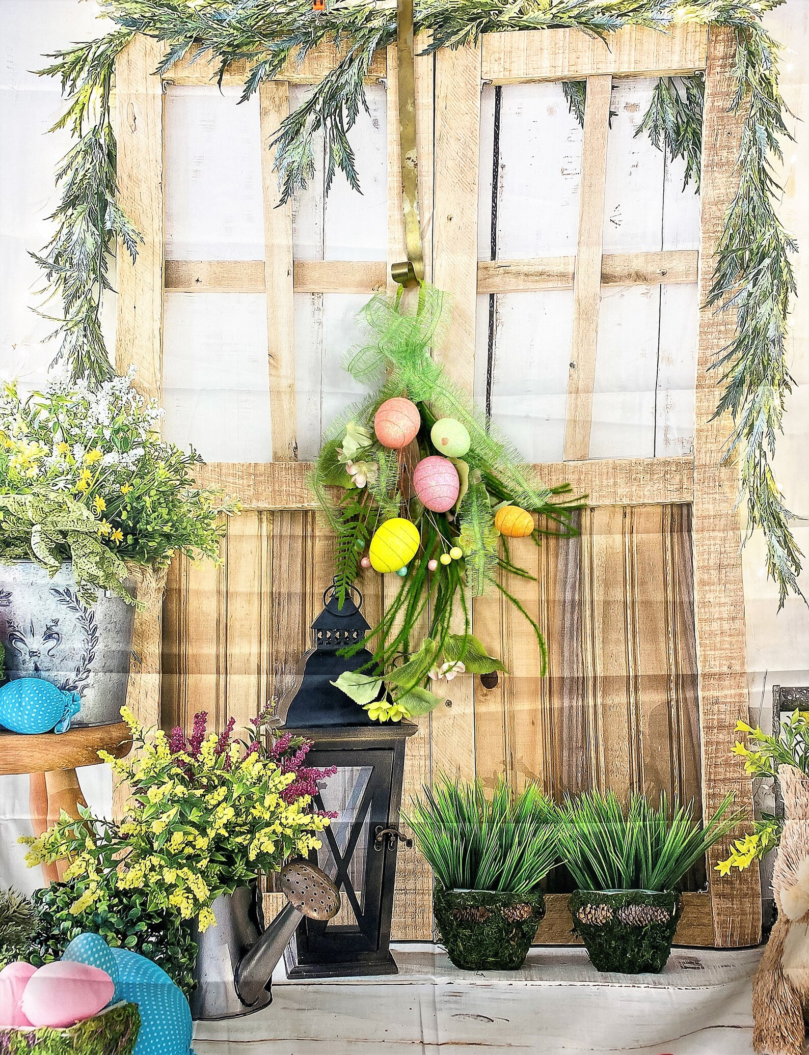 Easter Egg Swag Front Door Swag Easter Swag Zinnia Swag Etsy