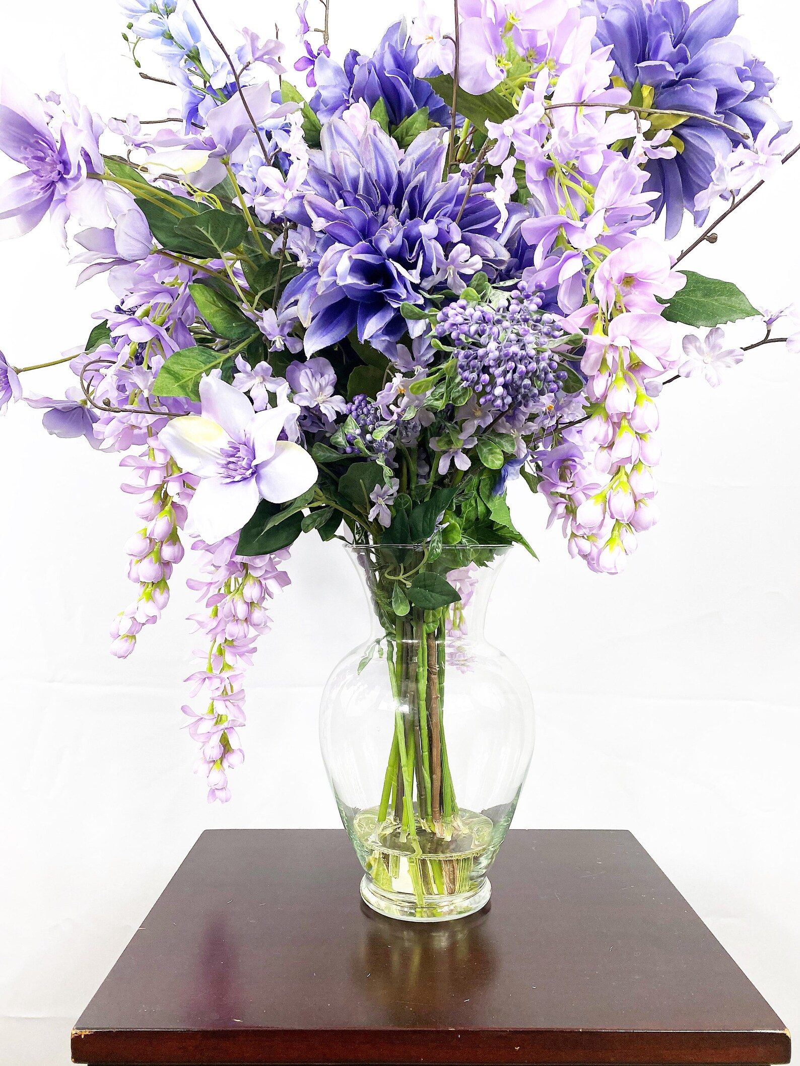 Purple Wisteria Flower Arrangement Silk Flower Centerpiece | Etsy