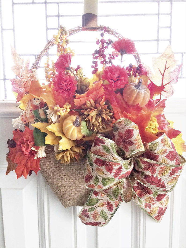Door Wreath Wreath for Door Fall Wreath Front Door Wreath Autumn Wreath Fall Door Wreath Carnation Wreath Basket Wreath Fall Wreaths