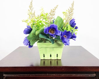 Purple Anemone Flower Arrangement, Silk Flower Rustic Centerpiece, Artificial Flower Decor, Summer Floral Centerpiece, Table Faux Flowers