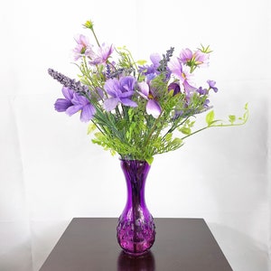 Purple Cosmos Flower Arrangement, Artificial Flower Arrangement, Silk Flower Centerpiece, Silk Flower Arrangement, Purple Cosmos Floral