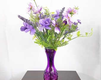 Purple Cosmos Flower Arrangement, Artificial Flower Arrangement, Silk Flower Centerpiece, Silk Flower Arrangement, Purple Cosmos Floral