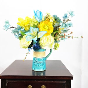 Yellow Peony Flower Arrangement, Artificial Centerpiece, Silk Flower Arrangement, Silk Flower Centerpiece, Faux Flower, Peony Floral