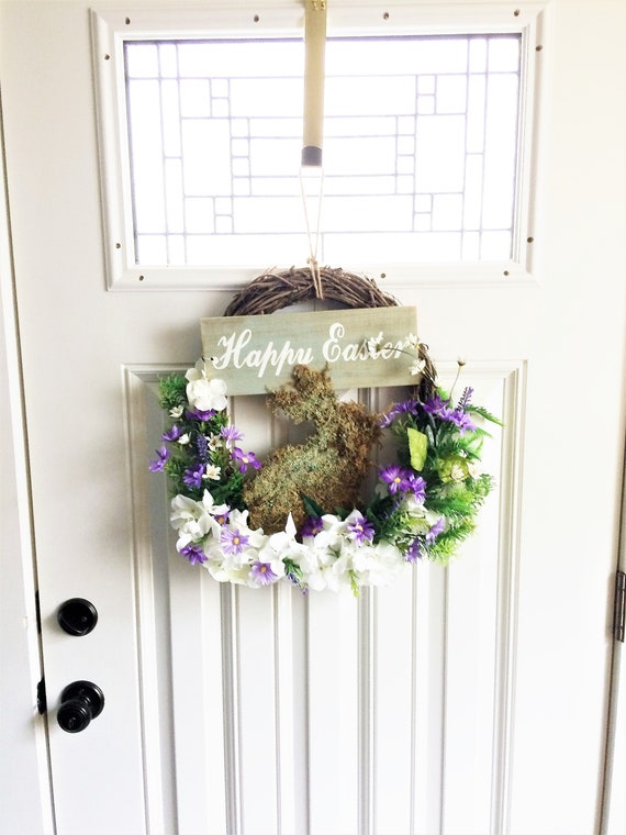 Easter Wreath Easter Bunny Wreath Front Door Wreath Door Etsy