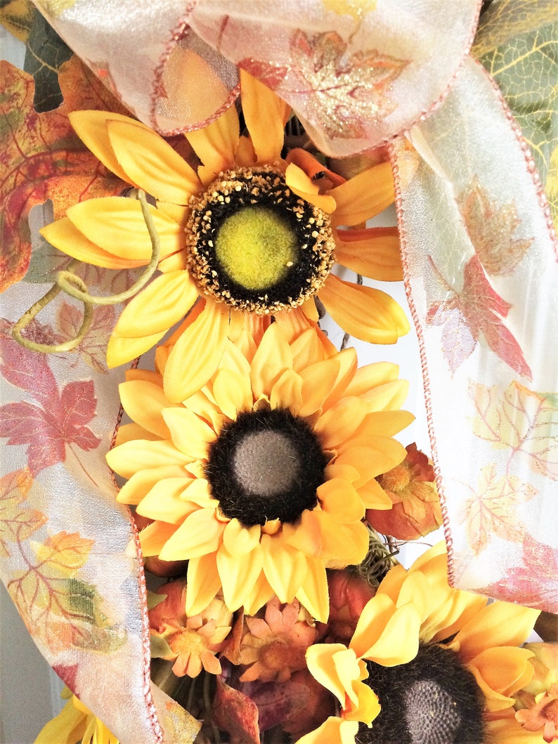 Sunflower Broom Front Door Swag Fall Swag Door Swag Etsy