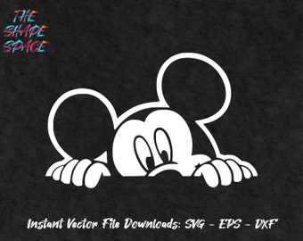 Peeking Mickey Mouse - Instant Vector Download - SVG EPS DXF Files - Digital Download - Editable