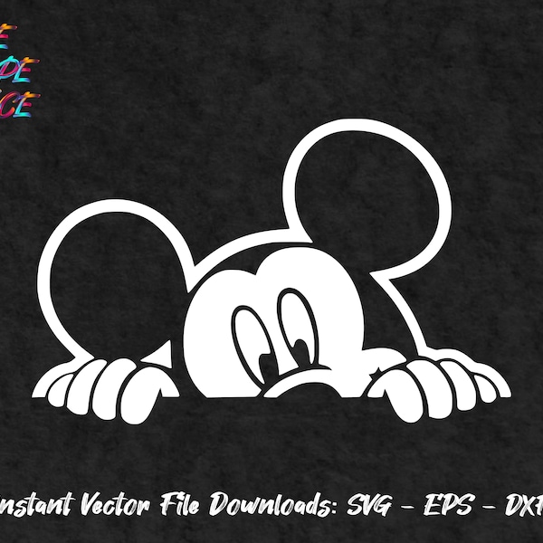 Peeking Mickey Mouse - Instant Vector Download - SVG EPS DXF Files - Digital Download - Editable