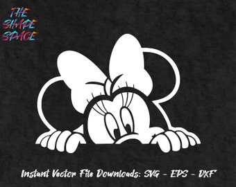 Peeking Minnie Mouse - Instant Vector Download - SVG EPS DXF Files - Digital Download - Editable