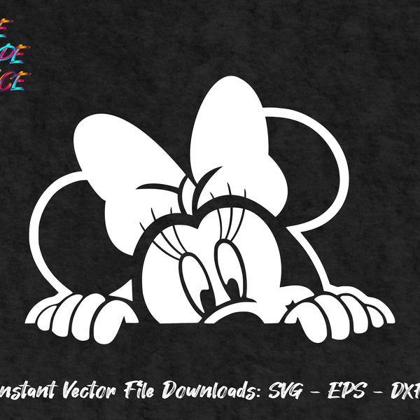 Peeking Minnie Mouse - Instant Vector Download - SVG EPS DXF Files - Digital Download - Editable