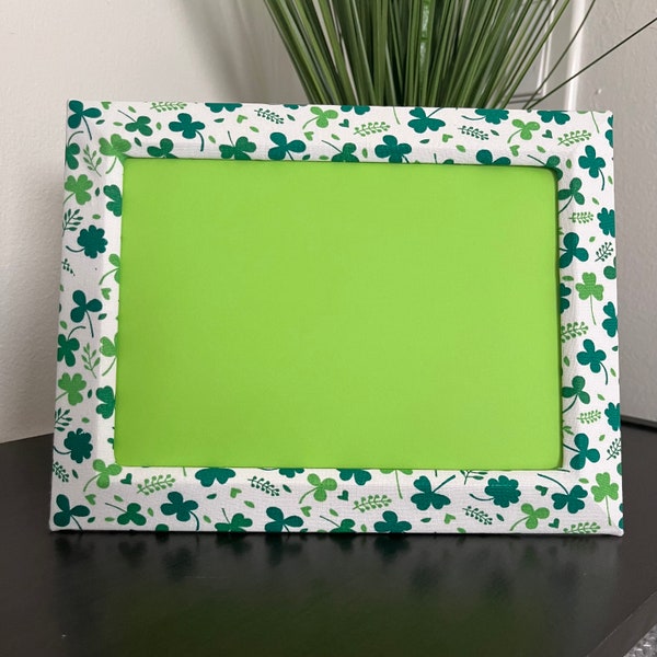 Shamrock print fabric-covered photo frame