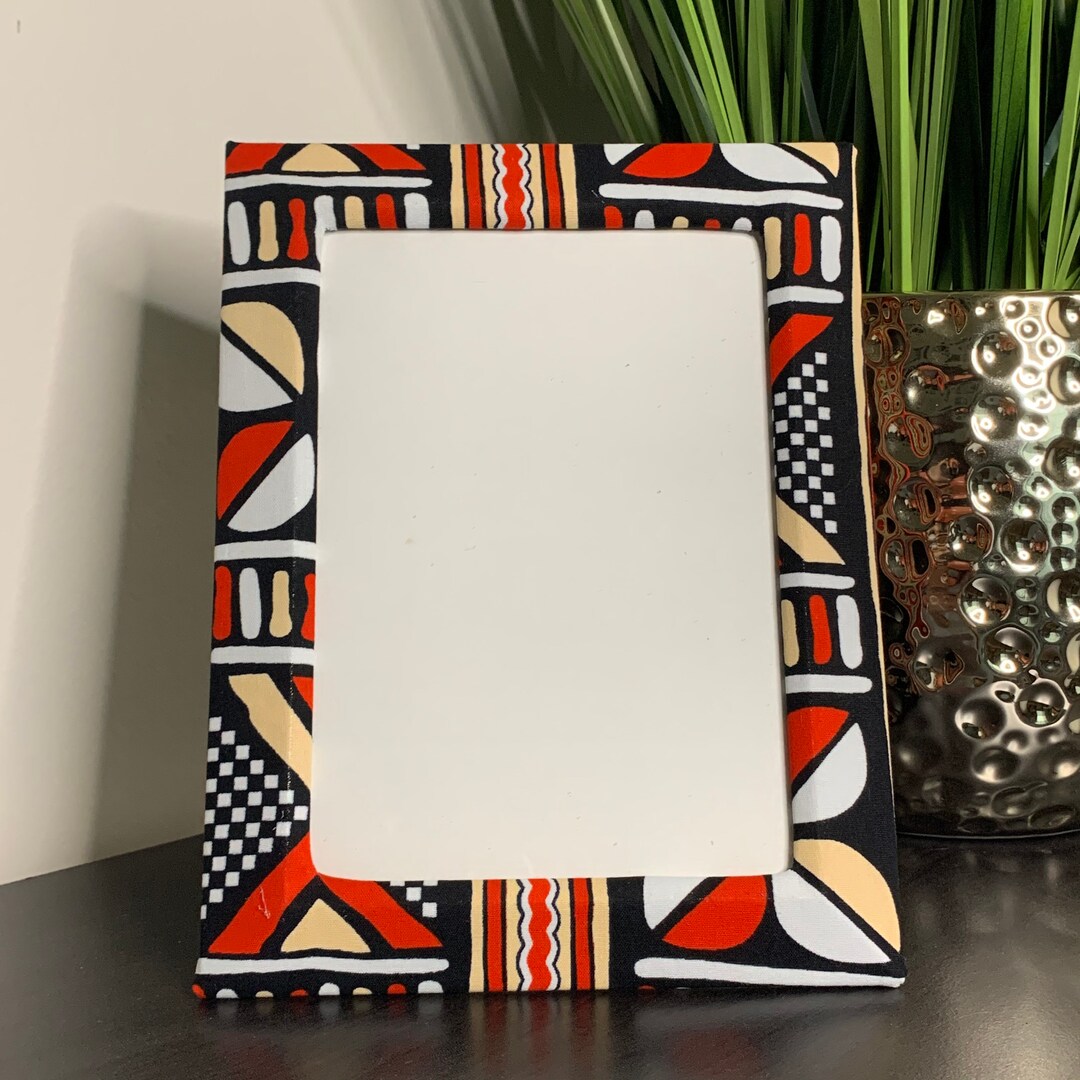Red African Print Photo Frame | Eclectic Fabric Picture Frame - Etsy