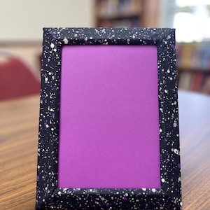 Handmade Purple & Black Abstract Fabric Photo Frame | Modern Desk Decor